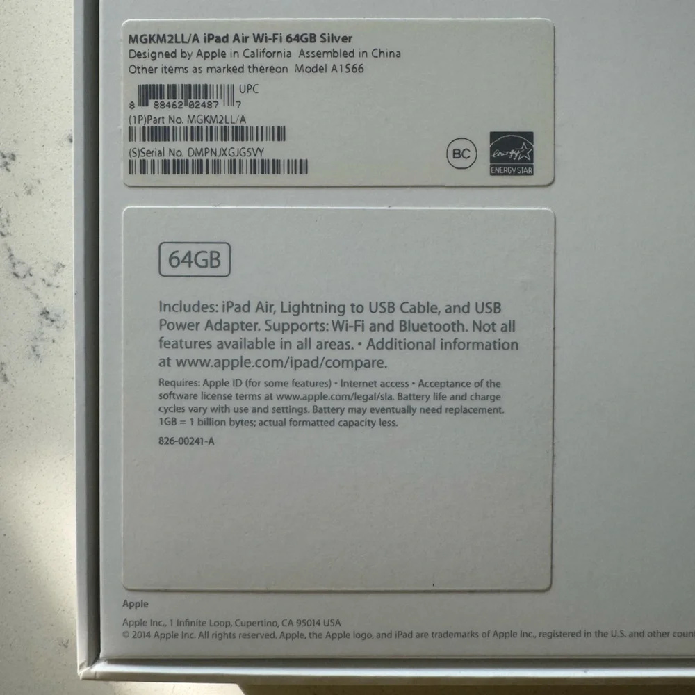 Apple iPad Air 2 - Wi-Fi 64G Silver